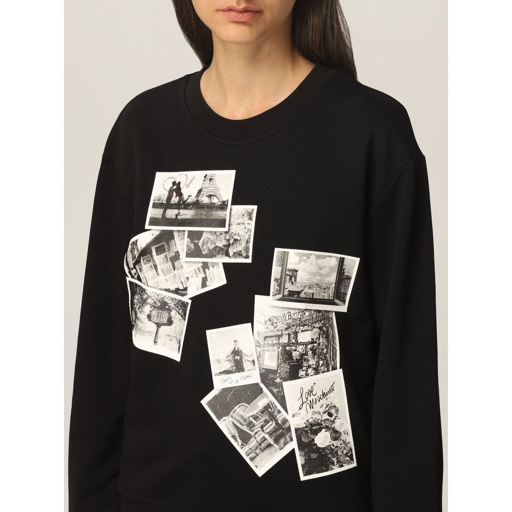 Love Moschino Chic Black Sweatshirt with Designer Emblem