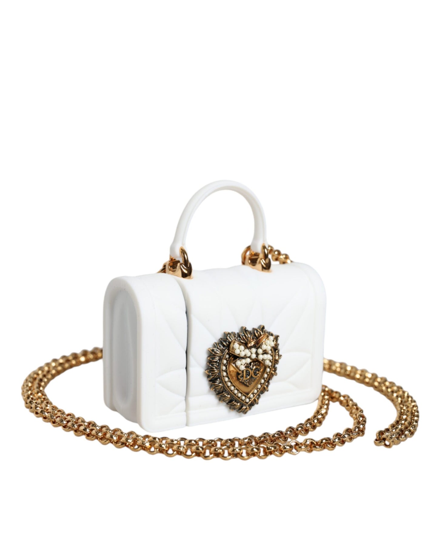 Dolce & Gabbana White Silicone Devotion Heart Cover Hand Bag Airpod Case